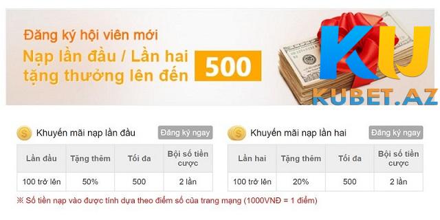 Hội viên nạp tiền lần đầu nhận 50% giá trị tiền nạp